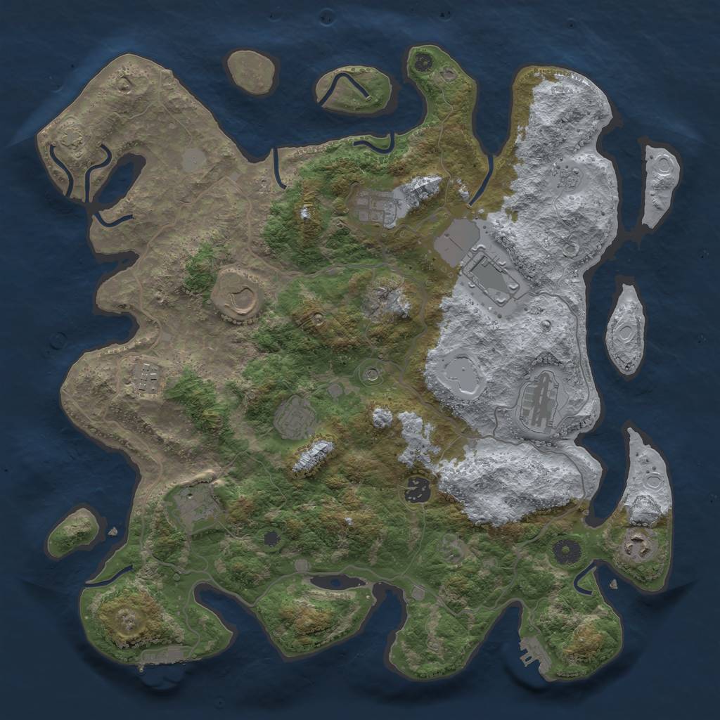 Rust Map: Procedural Map, Size: 4000, Seed: 444111, 17 Monuments