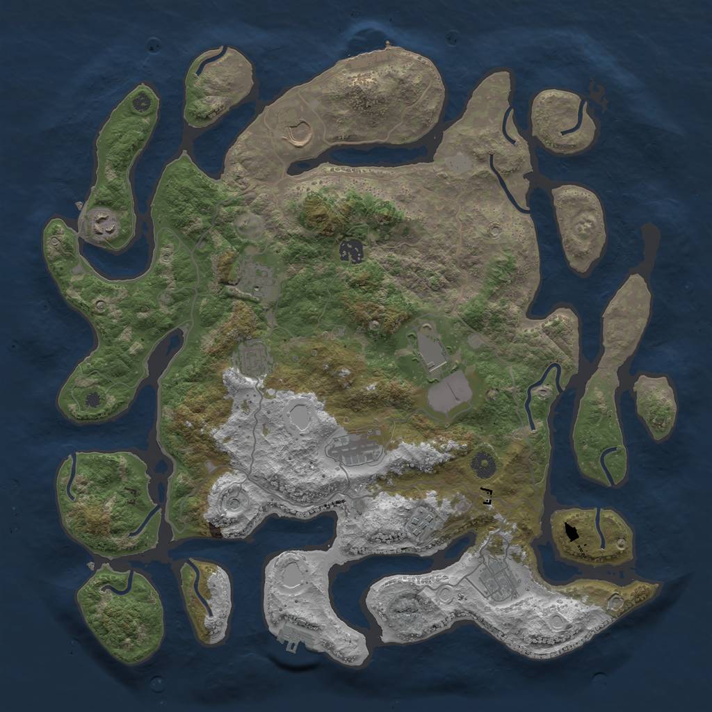 Rust Map: Procedural Map, Size: 4200, Seed: 1383, 17 Monuments