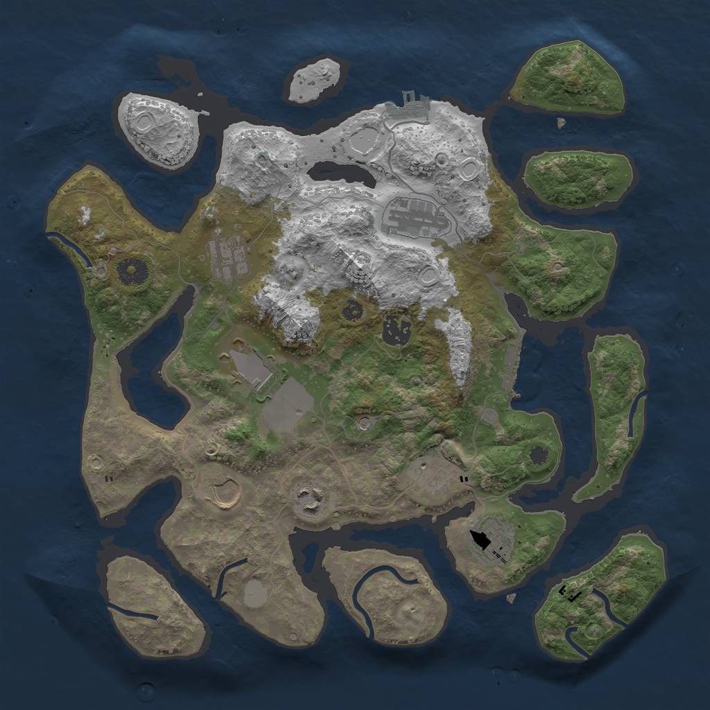 Rust Map: Procedural Map, Size: 3550, Seed: 357223, 16 Monuments