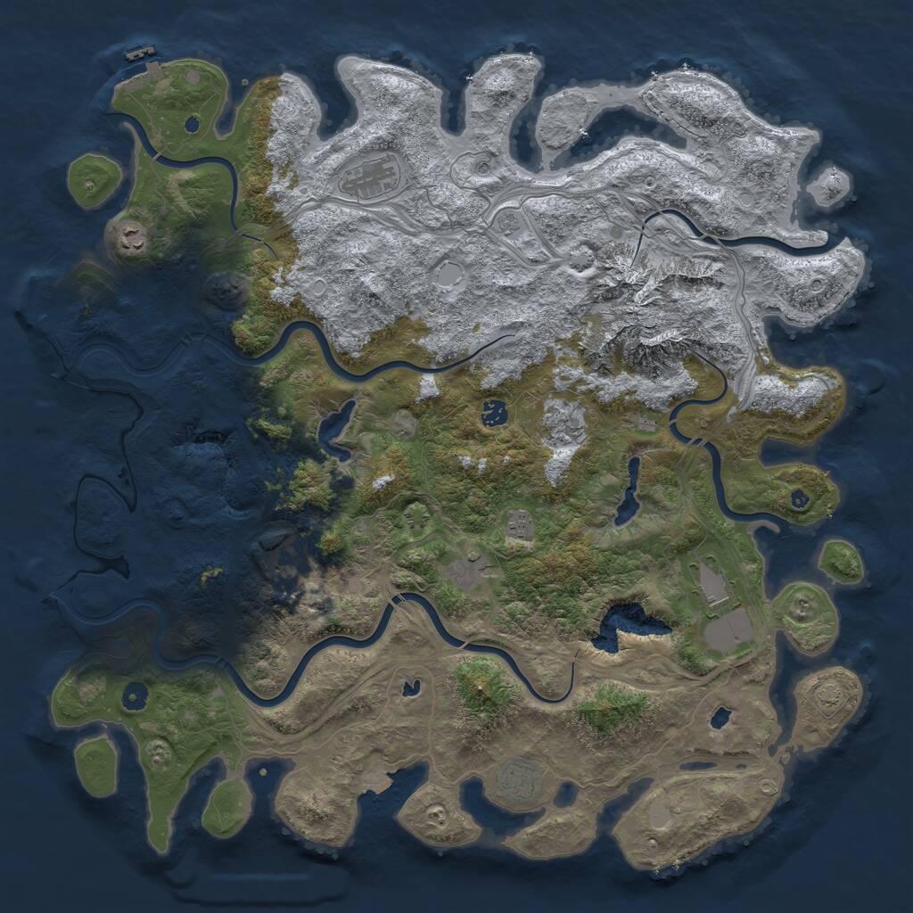 Rust Map: Procedural Map, Size: 5000, Seed: 7858, 15 Monuments