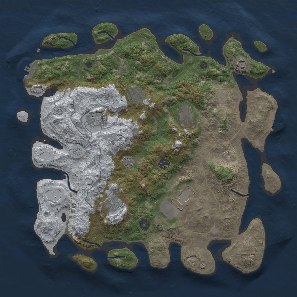 Rust Map: Procedural Map, Size: 4000, Seed: 269491, 17 Monuments