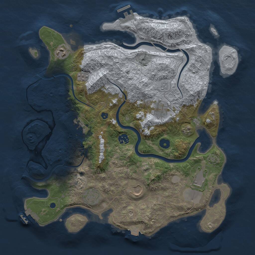 Rust Map: Procedural Map, Size: 3696, Seed: 13825, 14 Monuments