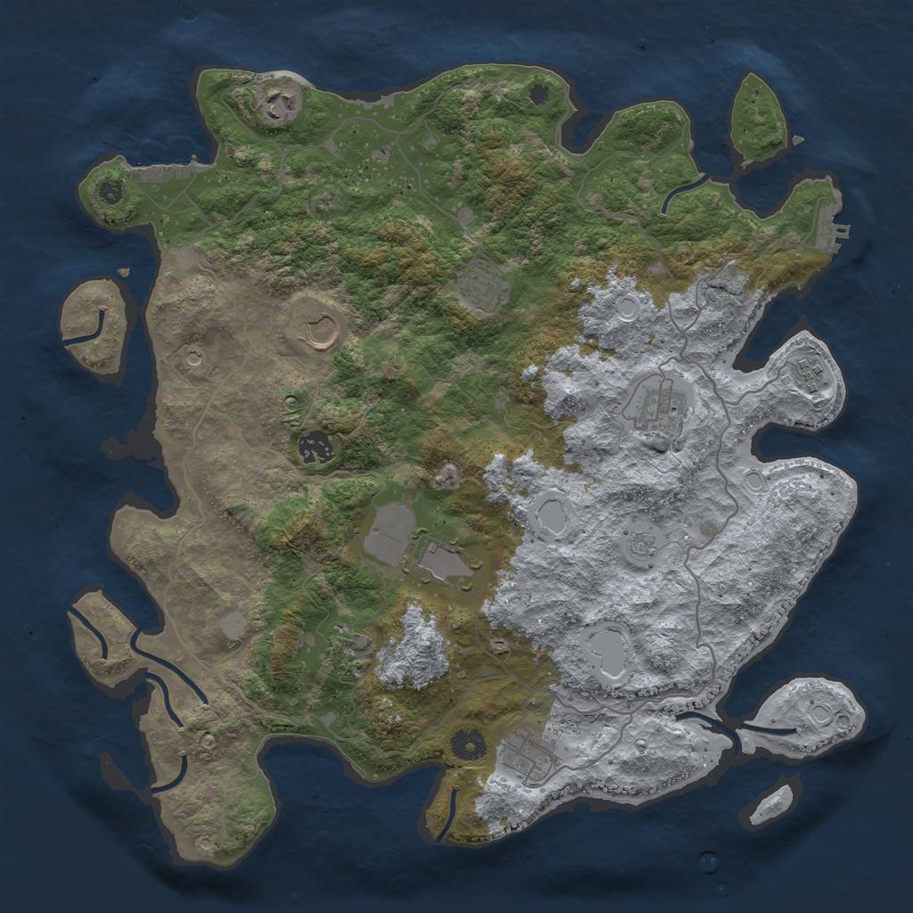 Rust Map: Procedural Map, Size: 4000, Seed: 675068, 16 Monuments