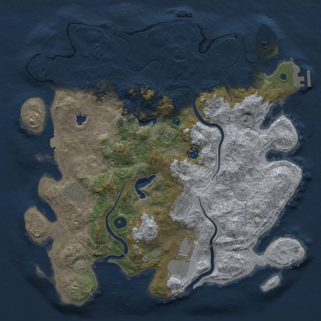 Rust Map: Procedural Map, Size: 4000, Seed: 675068, 11 Monuments