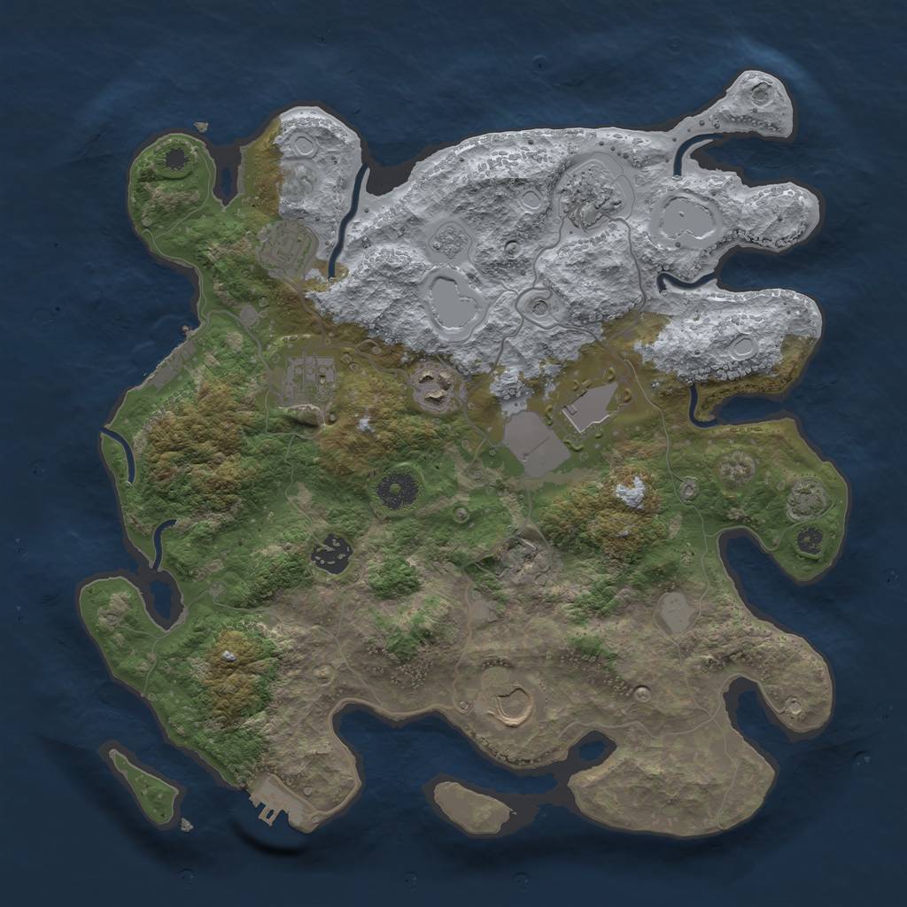 Rust Map: Procedural Map, Size: 3550, Seed: 666905, 15 Monuments