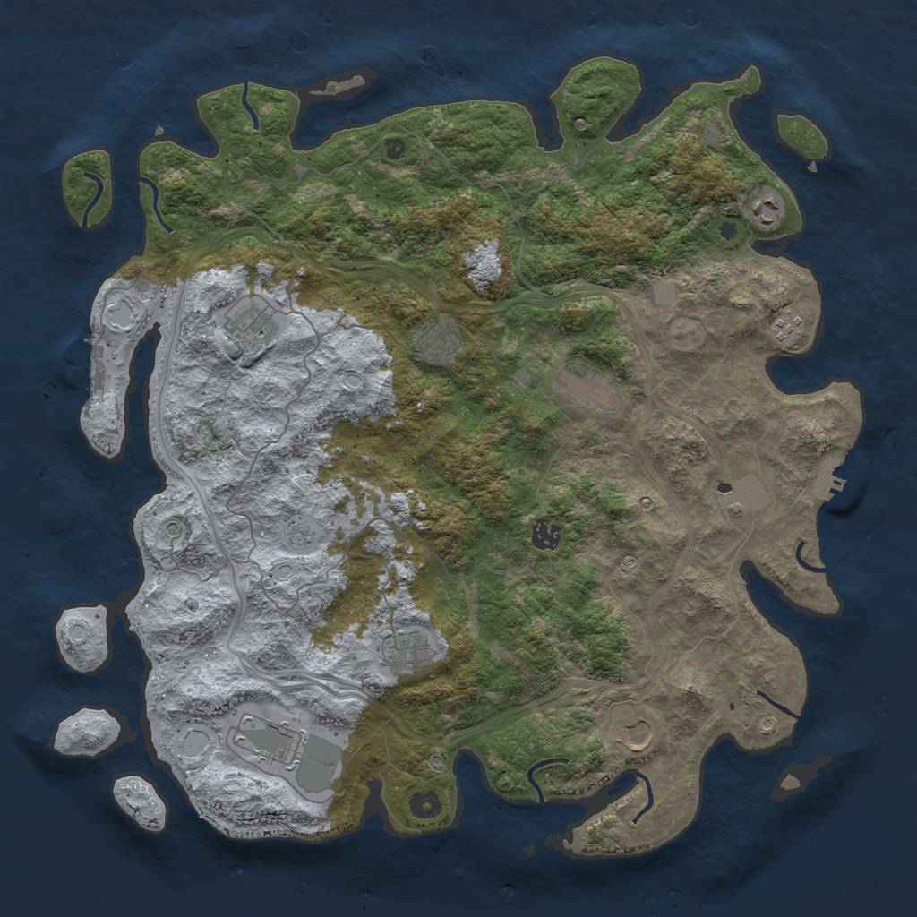 Rust Map: Procedural Map, Size: 4500, Seed: 53873658, 17 Monuments