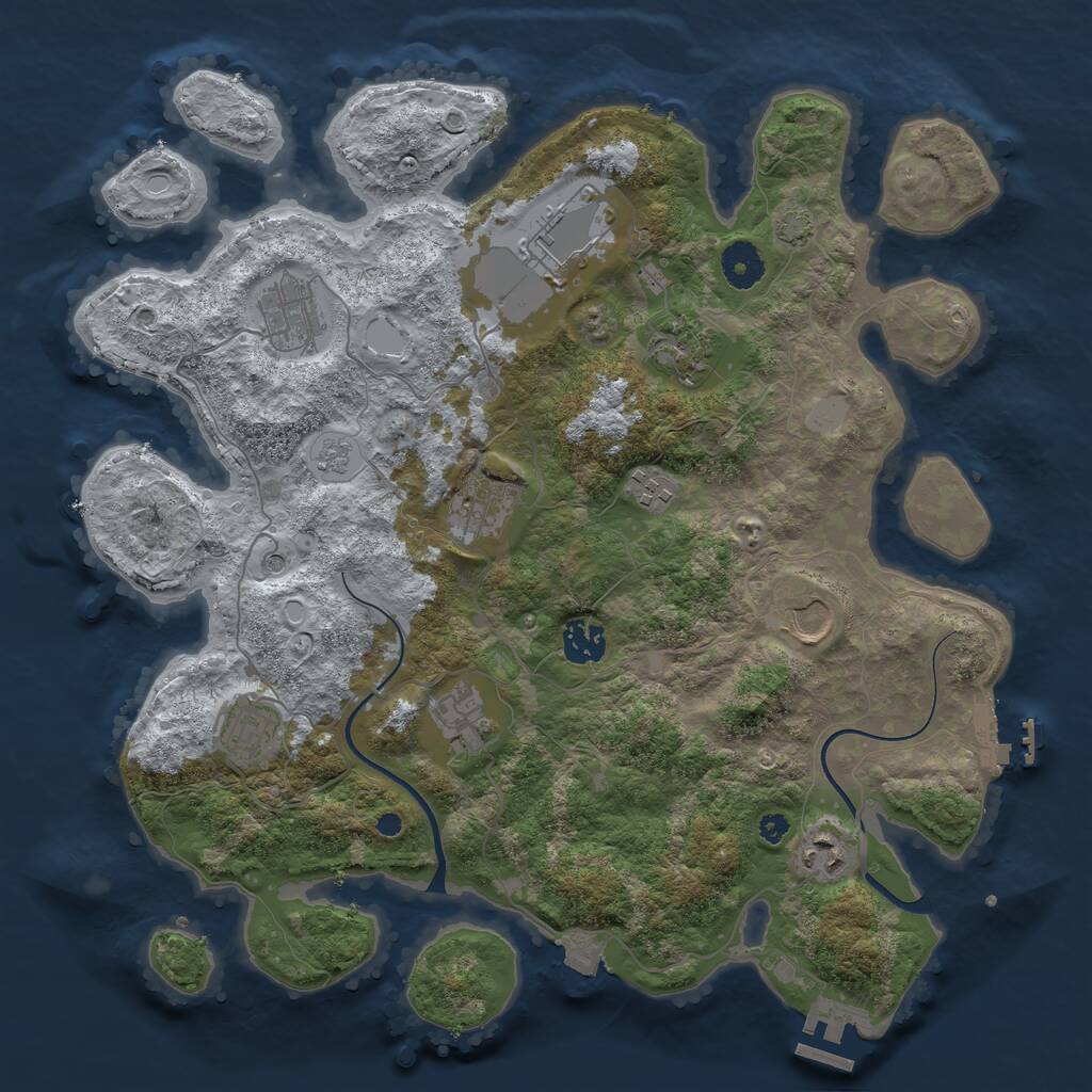 Rust Map: Procedural Map, Size: 3700, Seed: 1840031989, 16 Monuments