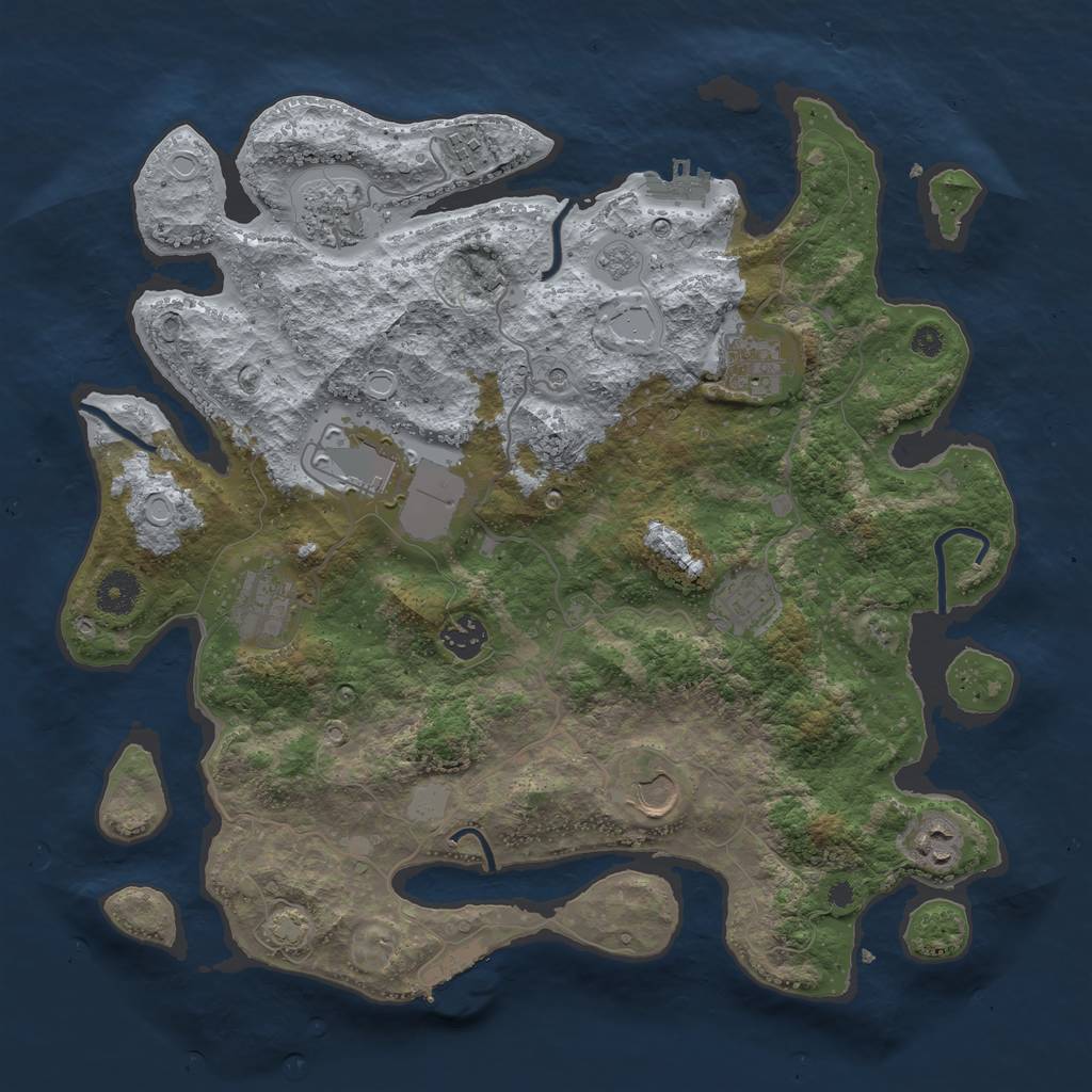 Rust Map: Procedural Map, Size: 3750, Seed: 166334602, 17 Monuments