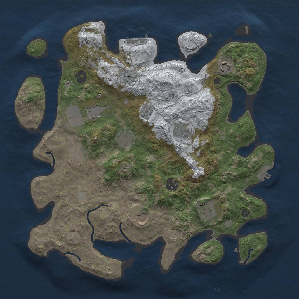 Rust Map: Procedural Map, Size: 3700, Seed: 1329283061, 19 Monuments