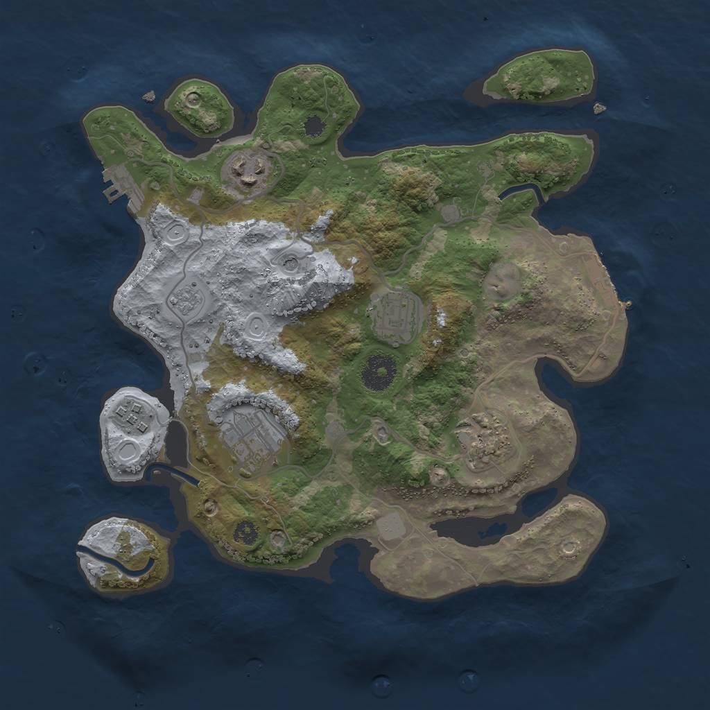 Rust Map: Procedural Map, Size: 3000, Seed: 56778, 12 Monuments