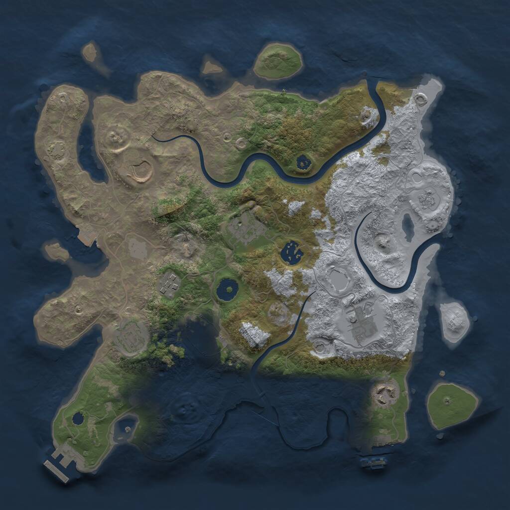 Rust Map: Procedural Map, Size: 3500, Seed: 123123, 14 Monuments