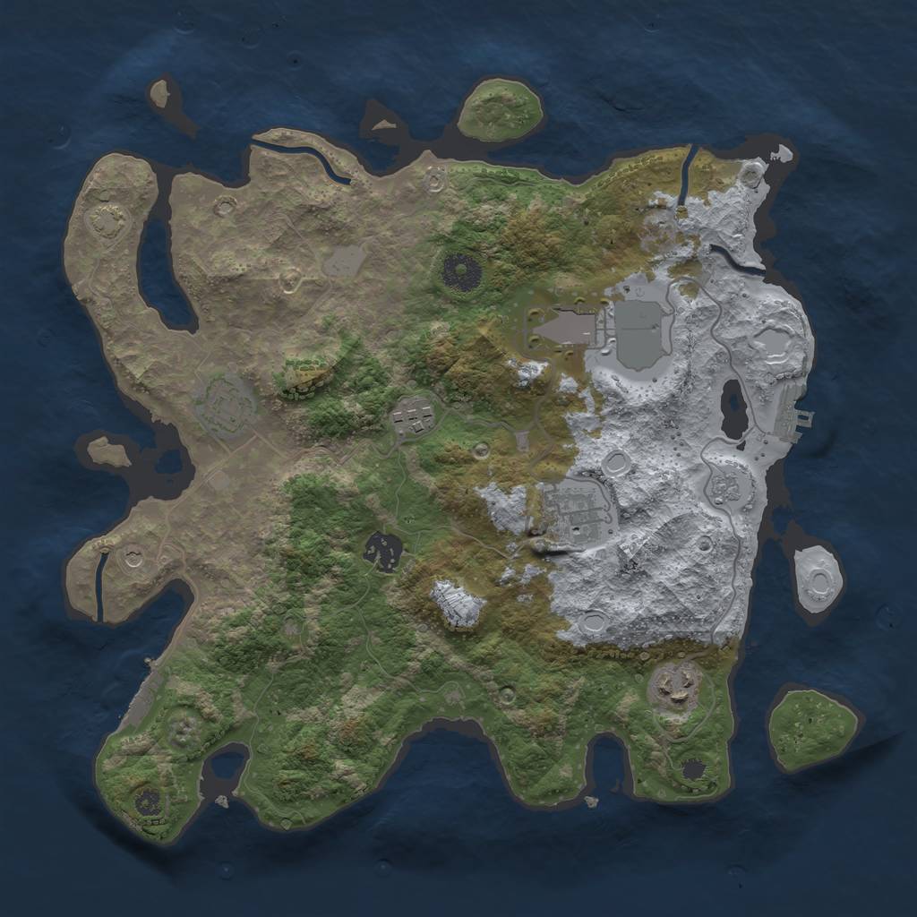 Rust Map: Procedural Map, Size: 3500, Seed: 123123, 14 Monuments