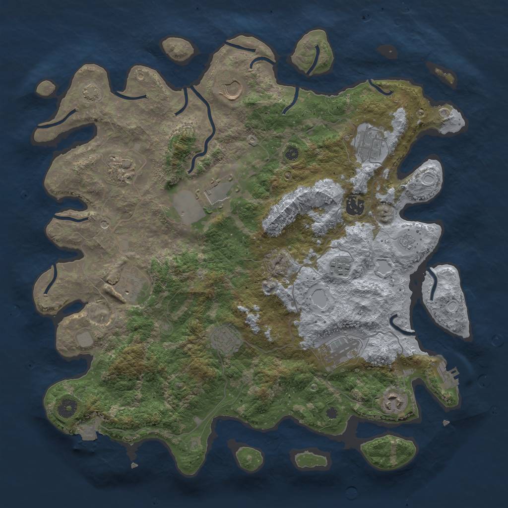 Rust Map: Procedural Map, Size: 3950, Seed: 330644302, 17 Monuments