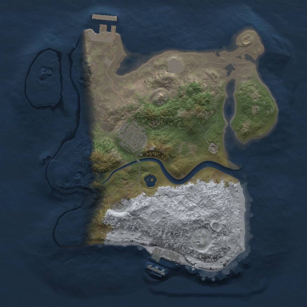 Rust Map: Procedural Map, Size: 2500, Seed: 1697758307, 5 Monuments