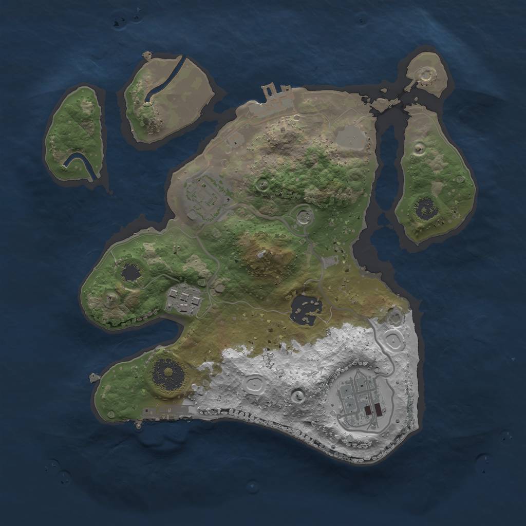 Rust Map: Procedural Map, Size: 2500, Seed: 1697758307, 12 Monuments