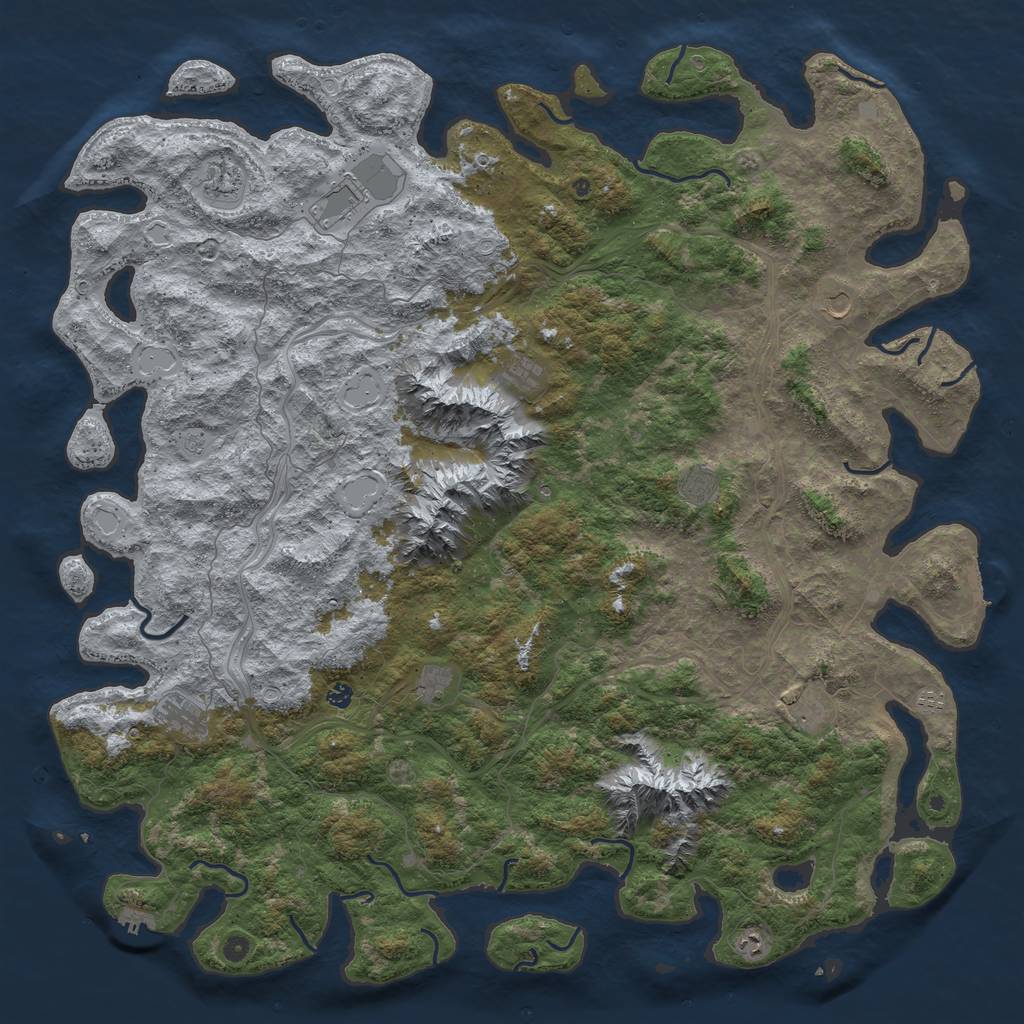 Rust Map: Procedural Map, Size: 6000, Seed: 49086833, 18 Monuments