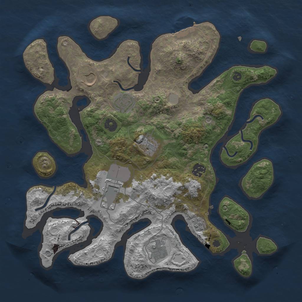 Rust Map: Procedural Map, Size: 3500, Seed: 1118132760, 14 Monuments