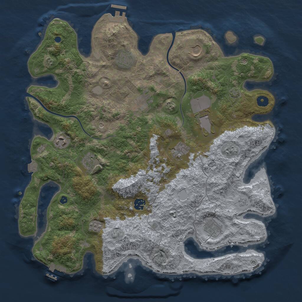 Rust Map: Procedural Map, Size: 3950, Seed: 159089506, 16 Monuments