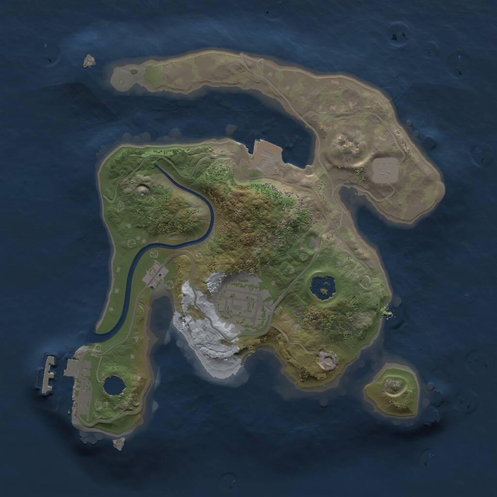 Rust Map: Procedural Map, Size: 2000, Seed: 6385778, 3 Monuments