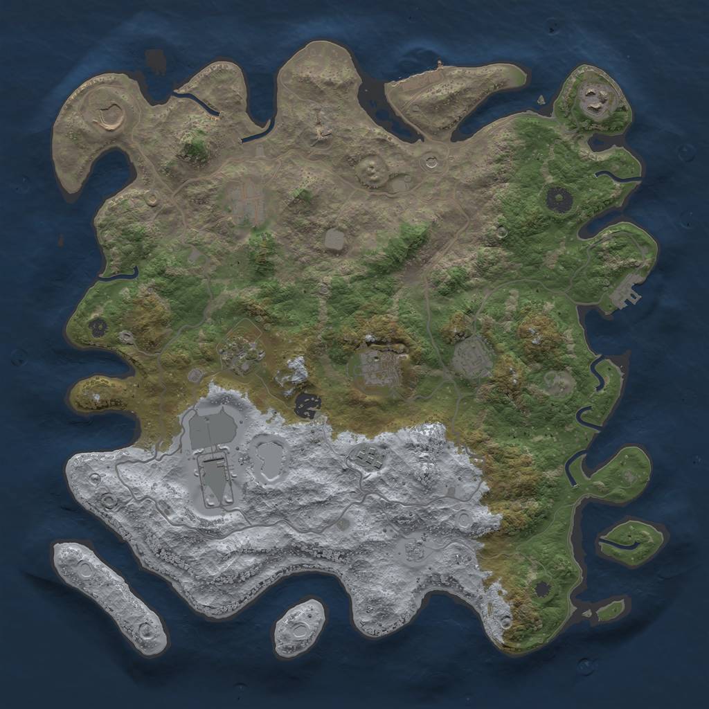 Rust Map: Procedural Map, Size: 4000, Seed: 206312, 16 Monuments