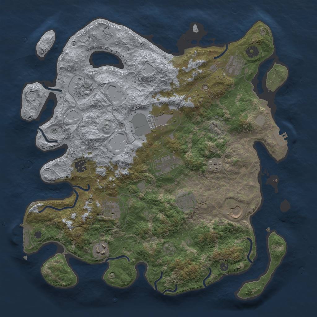 Rust Map: Procedural Map, Size: 3800, Seed: 207911, 17 Monuments