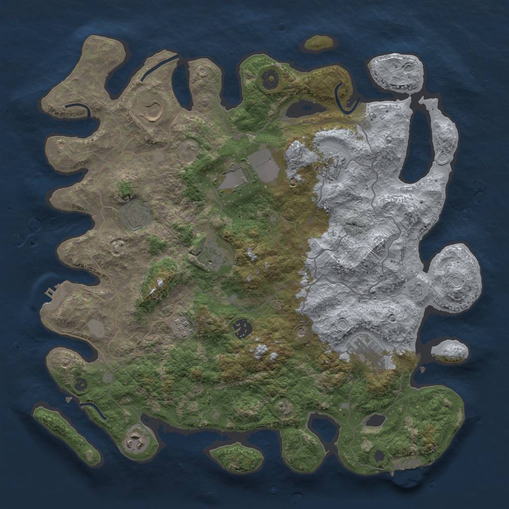 Rust Map: Procedural Map, Size: 4000, Seed: 222808, 18 Monuments