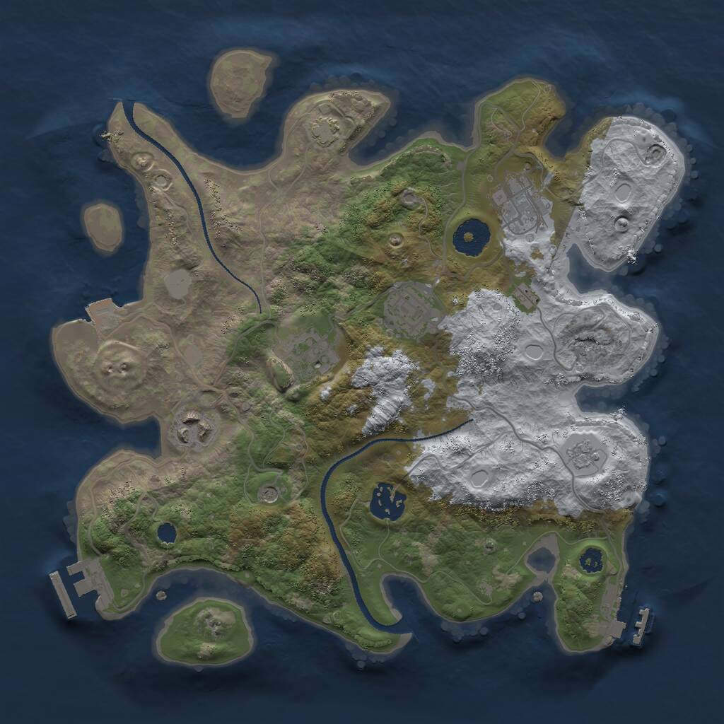 Rust Map: Procedural Map, Size: 3000, Seed: 1442128360, 11 Monuments