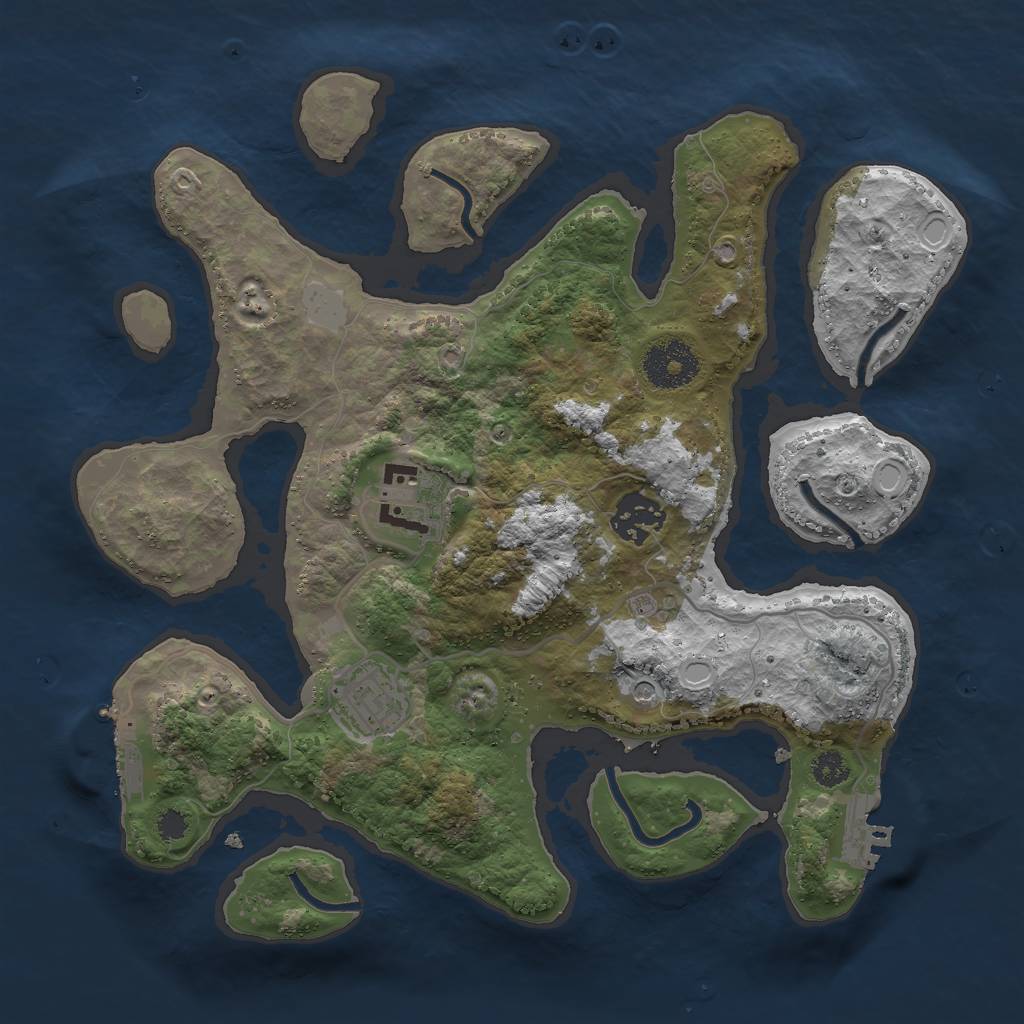 Rust Map: Procedural Map, Size: 3000, Seed: 1442128360, 11 Monuments