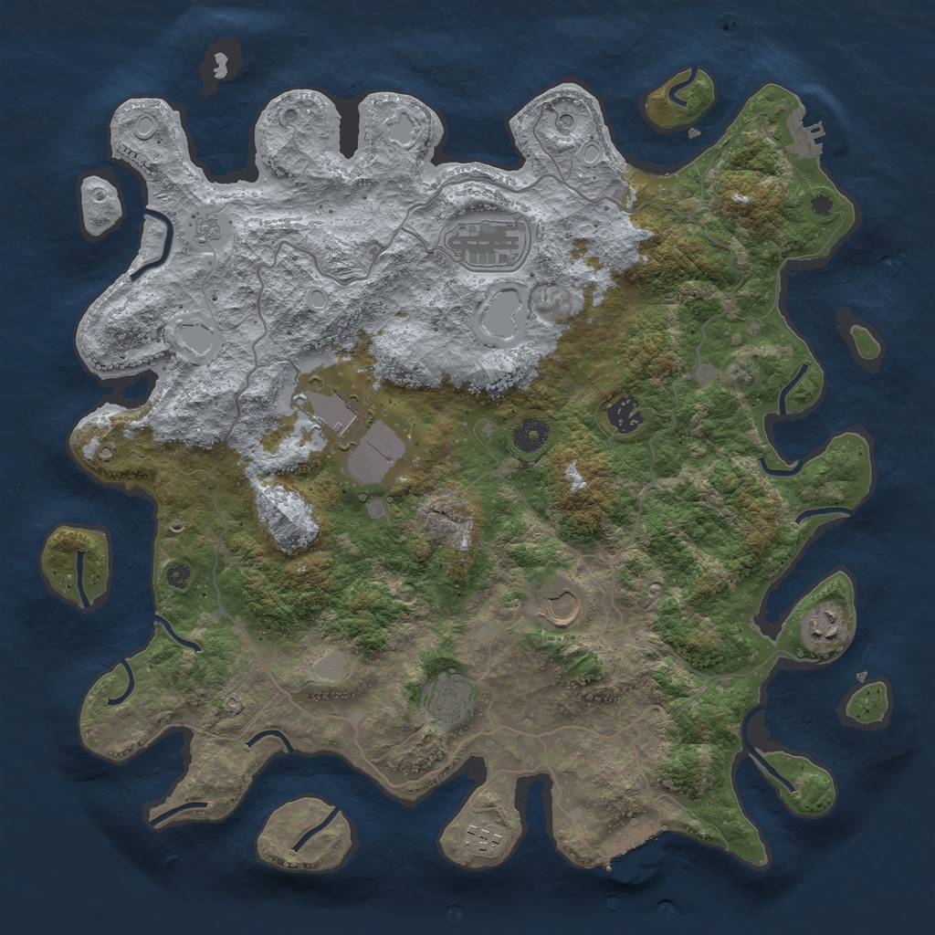 Rust Map: Procedural Map, Size: 4000, Seed: 630919, 14 Monuments