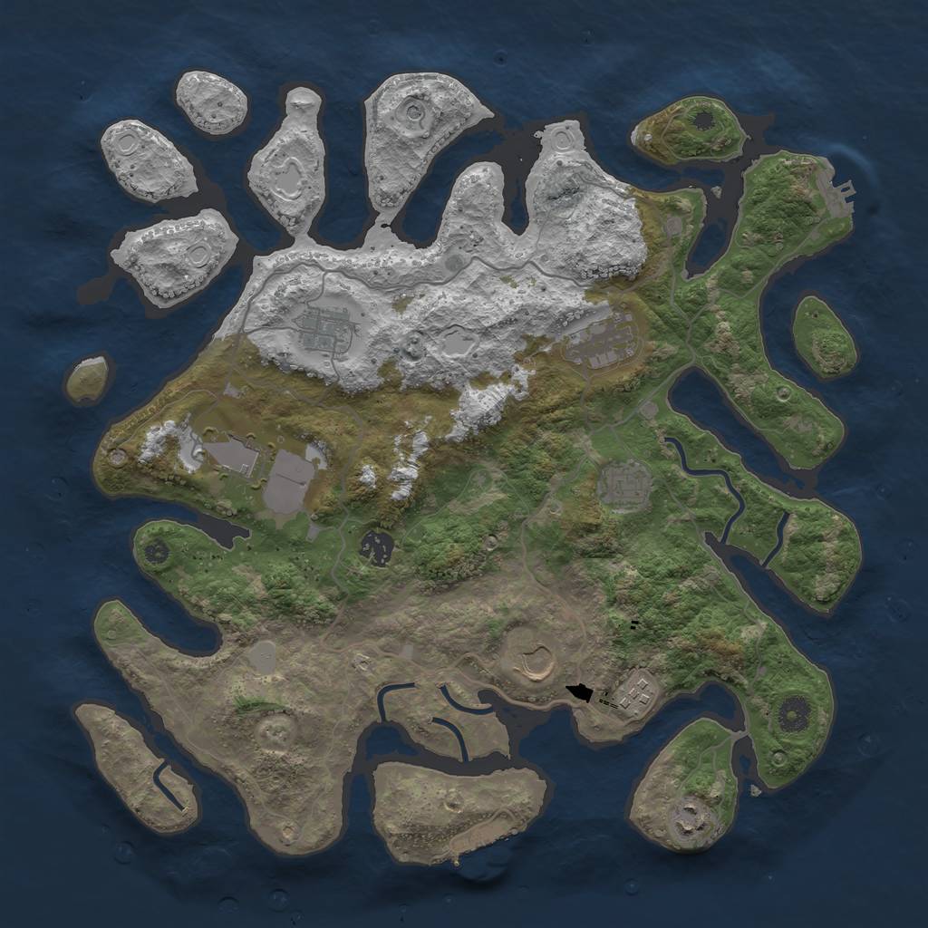 Rust Map: Procedural Map, Size: 4000, Seed: 635862, 16 Monuments