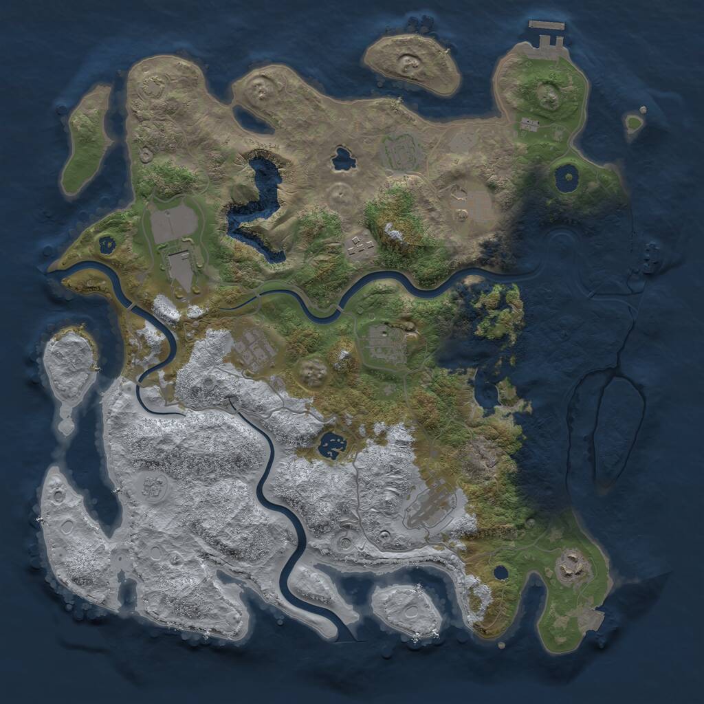 Rust Map: Procedural Map, Size: 4000, Seed: 105871, 15 Monuments