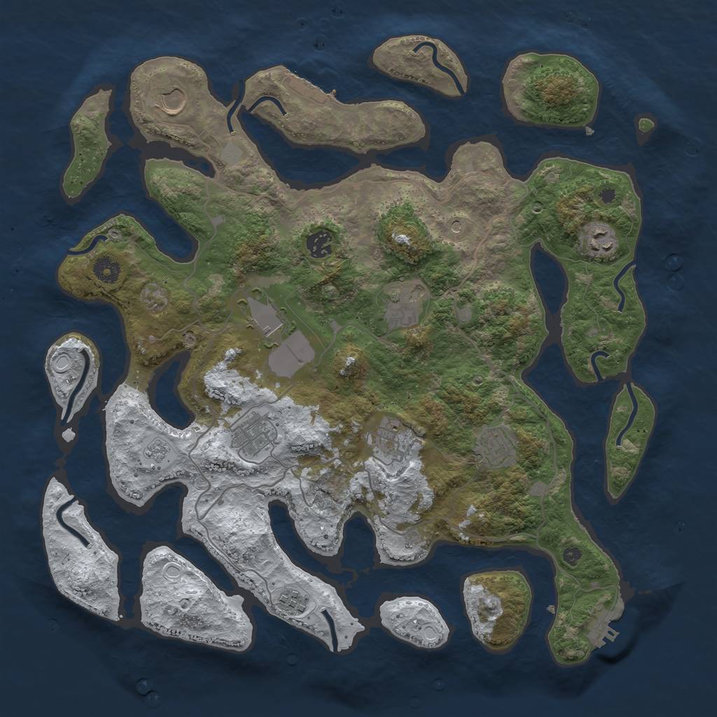 Rust Map: Procedural Map, Size: 4000, Seed: 105871, 18 Monuments