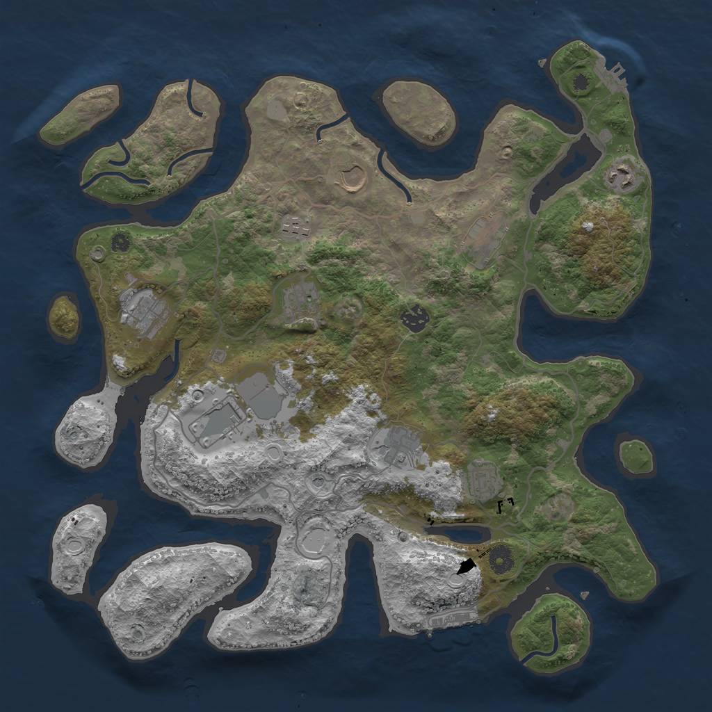 Rust Map: Procedural Map, Size: 4000, Seed: 401156, 18 Monuments