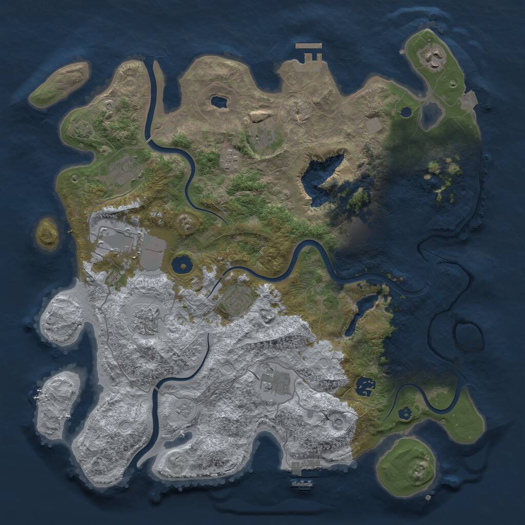 Rust Map: Procedural Map, Size: 4000, Seed: 401156, 16 Monuments