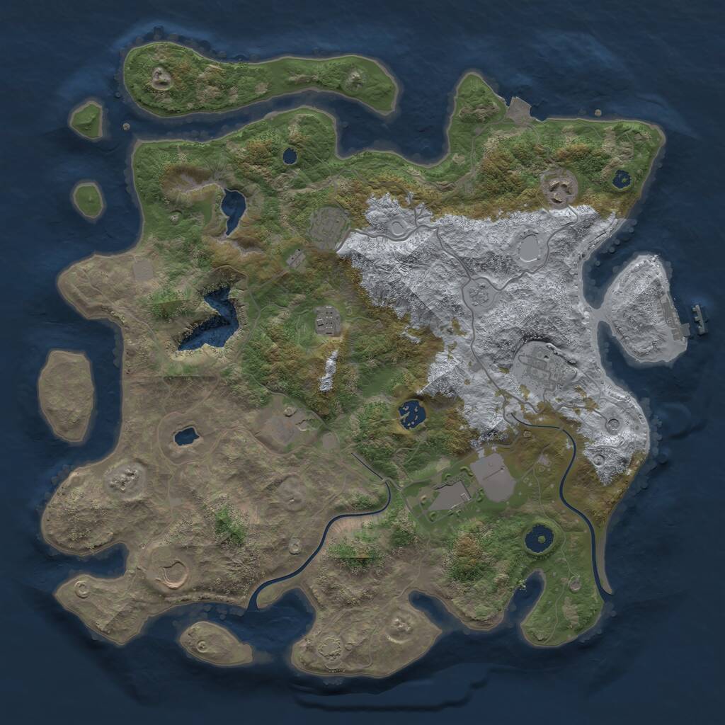 Rust Map: Procedural Map, Size: 4000, Seed: 497342, 13 Monuments