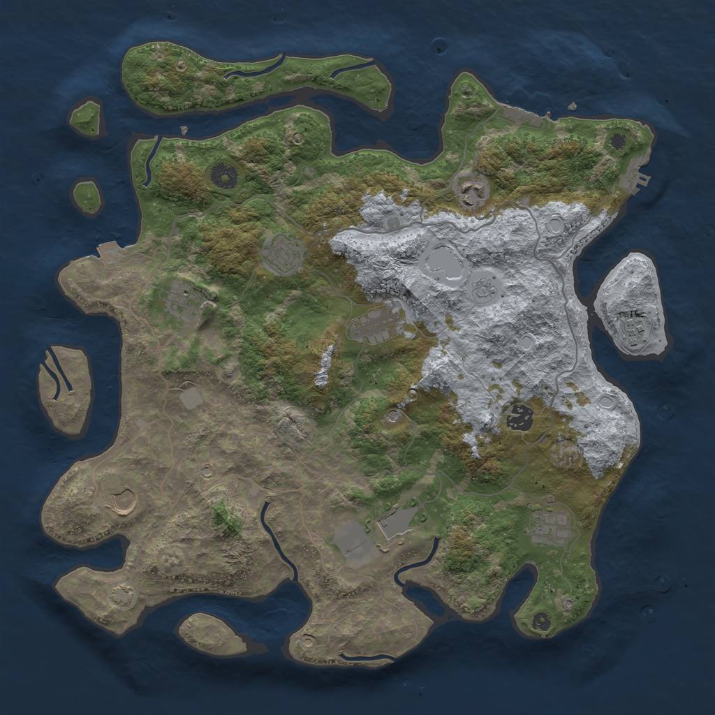 Rust Map: Procedural Map, Size: 4000, Seed: 497342, 17 Monuments