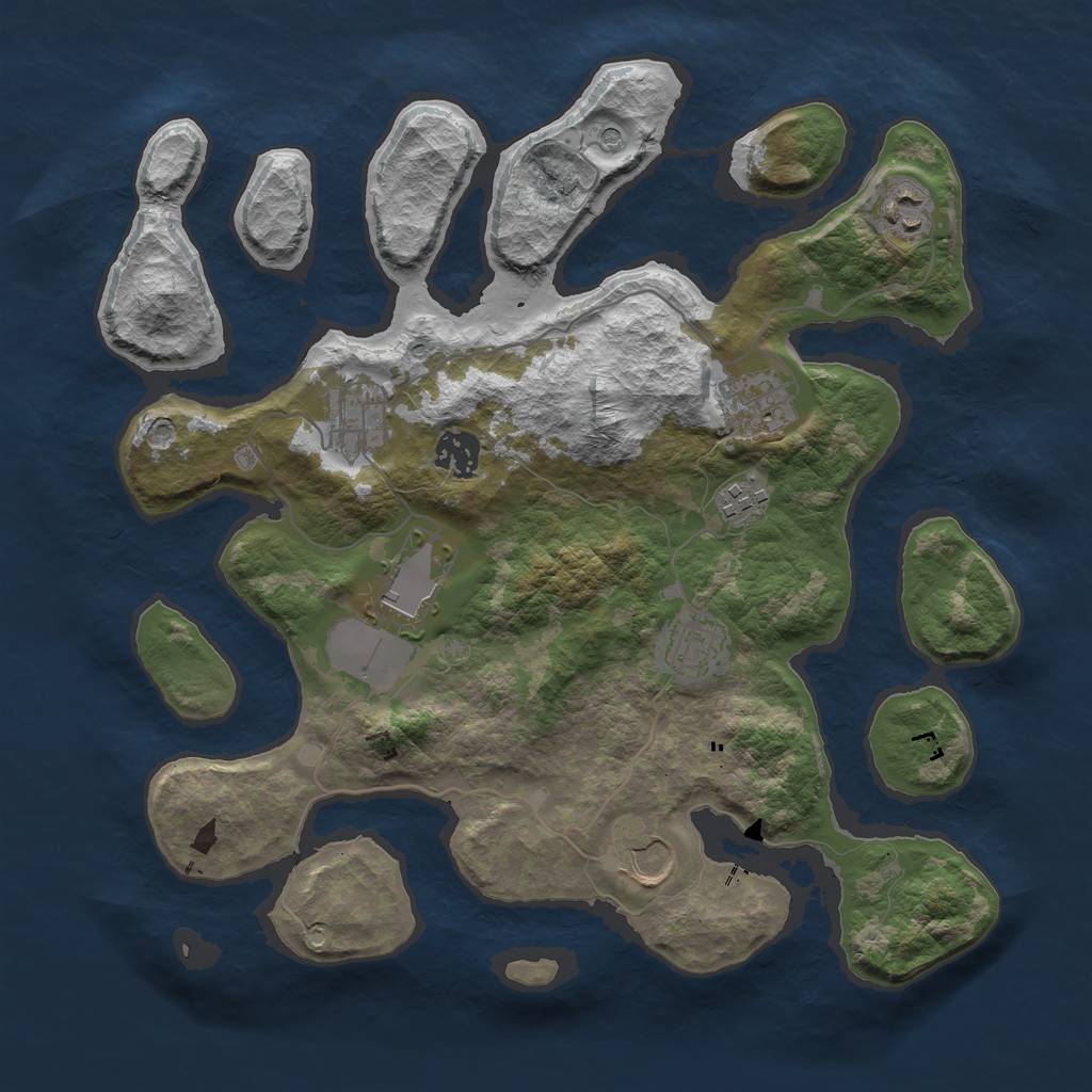 Rust Map: Barren, Size: 3500, Seed: 15466742, 11 Monuments