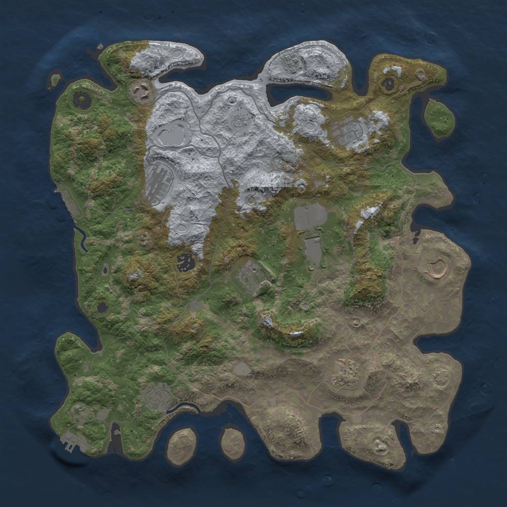 Rust Map: Procedural Map, Size: 4000, Seed: 227342264, 18 Monuments