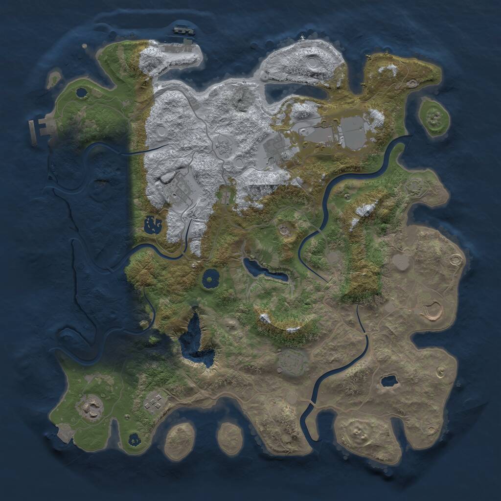 Rust Map: Procedural Map, Size: 4000, Seed: 227342264, 14 Monuments