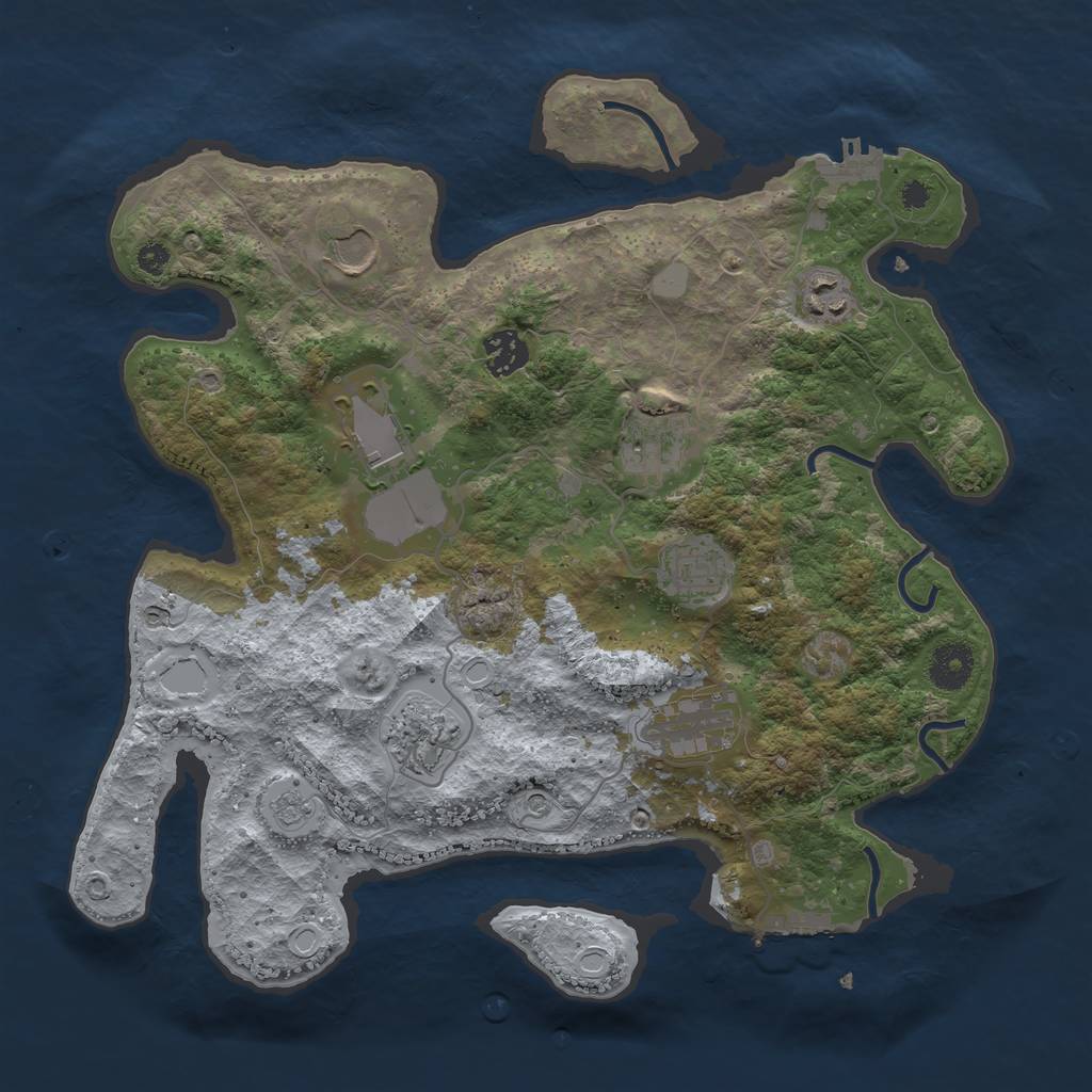 Rust Map: Procedural Map, Size: 3550, Seed: 712390, 17 Monuments