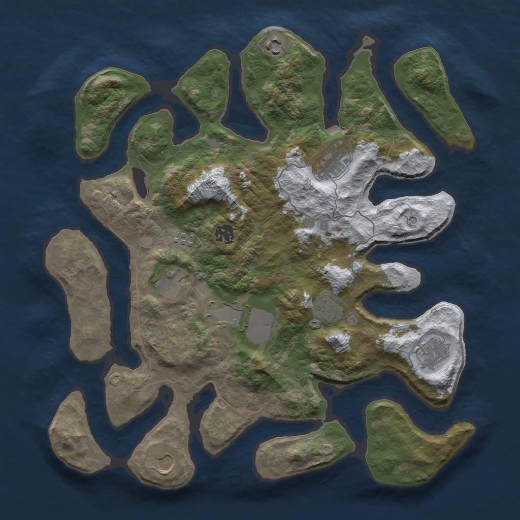 Rust Map: Barren, Size: 4000, Seed: 45604560, 12 Monuments