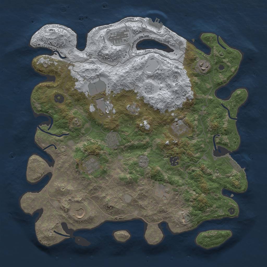 Rust Map: Procedural Map, Size: 4000, Seed: 886838, 19 Monuments