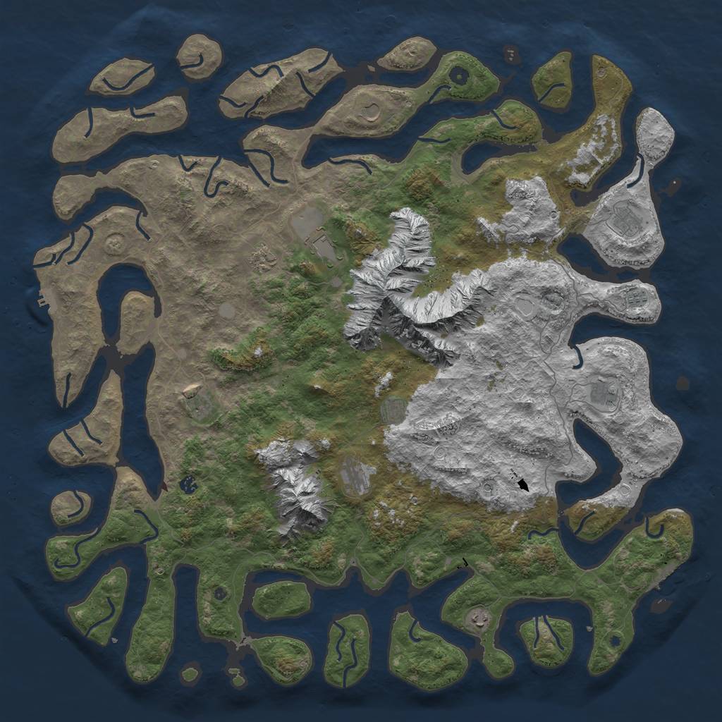 Rust Map: Procedural Map, Size: 6000, Seed: 211011201, 19 Monuments