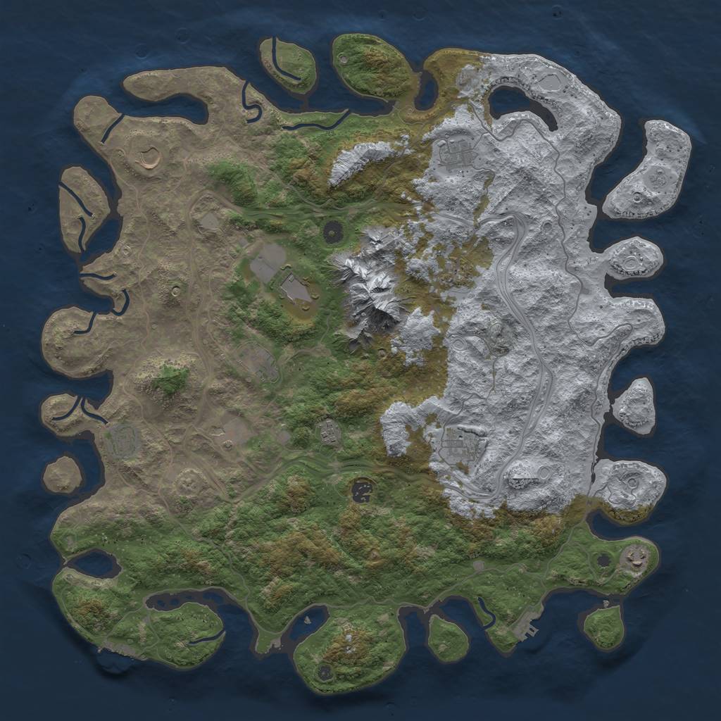 Rust Map: Procedural Map, Size: 5000, Seed: 12527122, 18 Monuments
