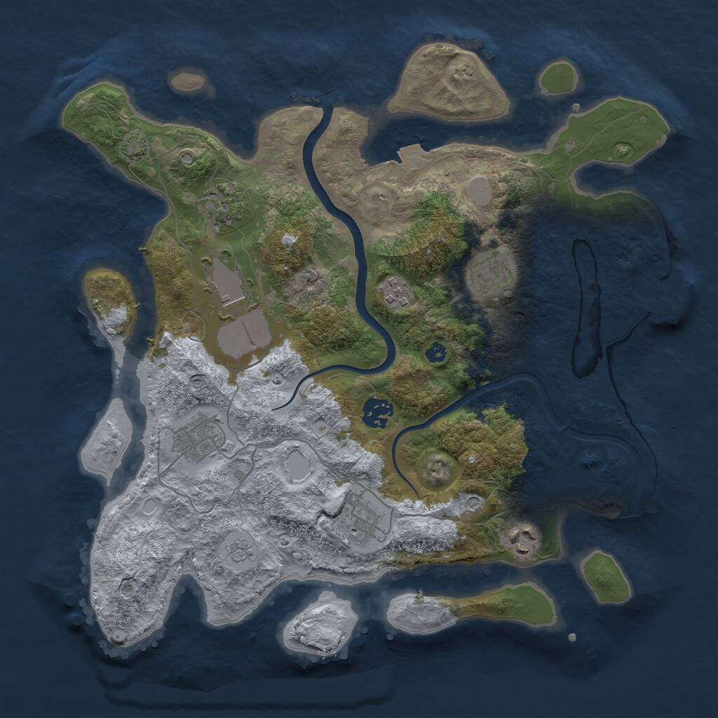 Rust Map: Procedural Map, Size: 3500, Seed: 1423215542, 13 Monuments