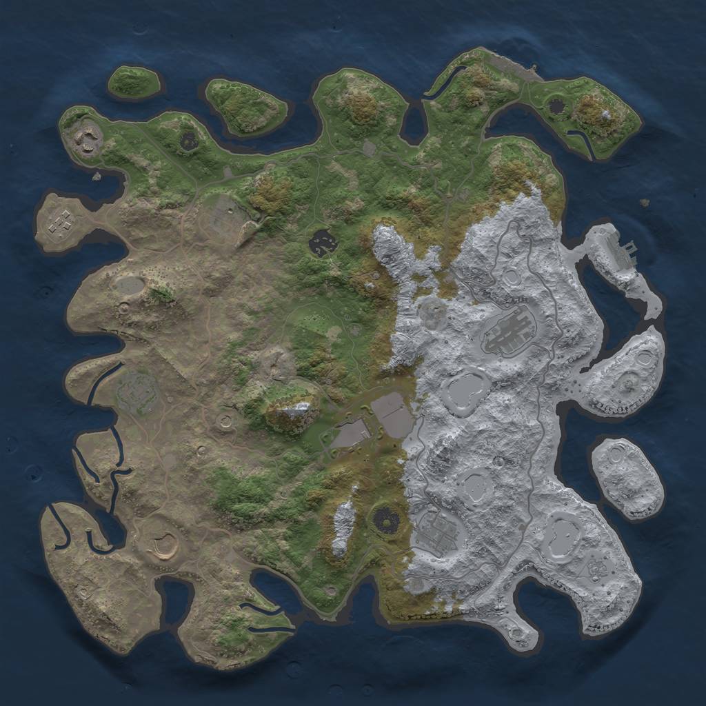 Rust Map: Procedural Map, Size: 4000, Seed: 689859, 16 Monuments