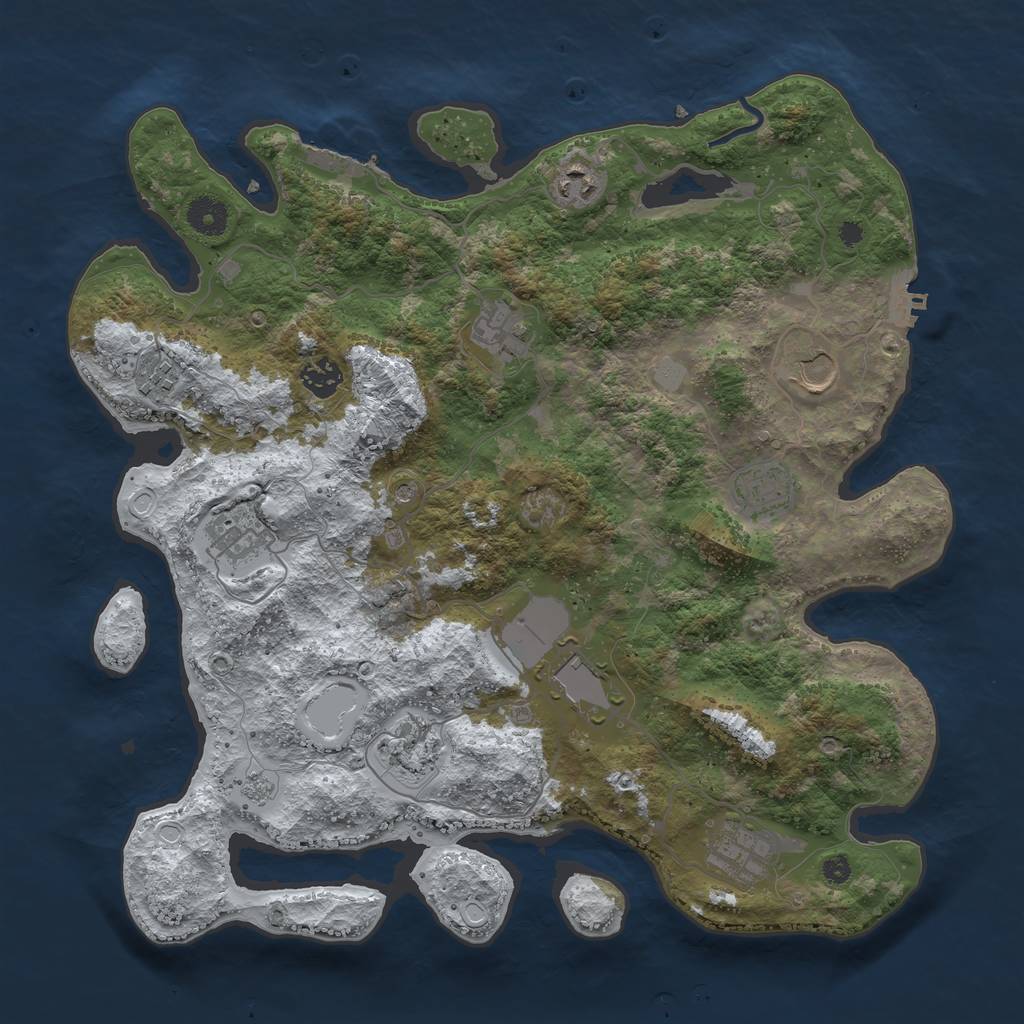 Rust Map: Procedural Map, Size: 3850, Seed: 717555413, 19 Monuments