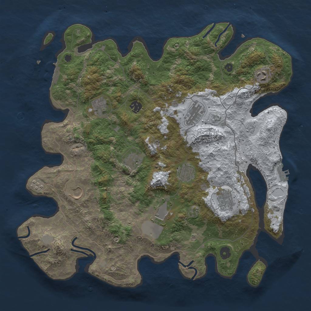 Rust Map: Procedural Map, Size: 4000, Seed: 610225, 19 Monuments
