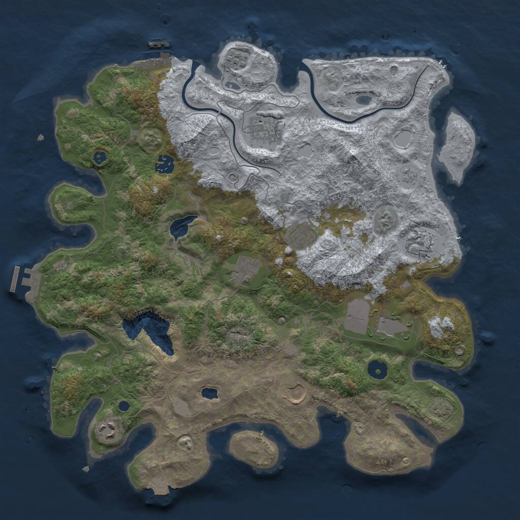 Rust Map: Procedural Map, Size: 4000, Seed: 39, 15 Monuments