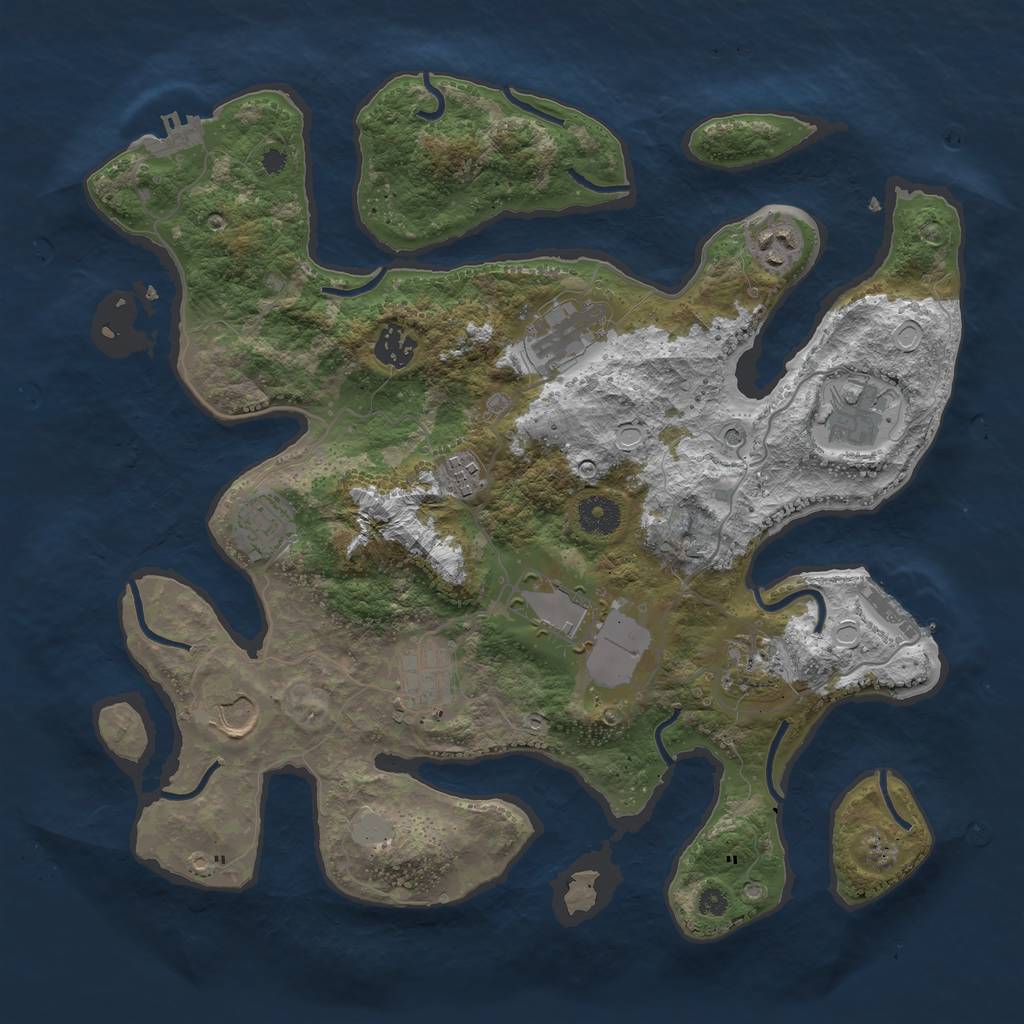 Rust Map: Procedural Map, Size: 3700, Seed: 2117556666, 18 Monuments